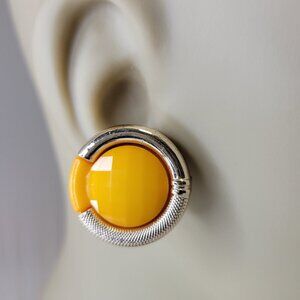 Orange Earrings, Small Yellow Earrings, Round Earrings- New